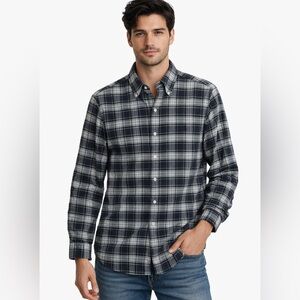 Ralph Lauren Classic Fit Plaid Button Down Shirt Blue Green Long Sleeve Men M